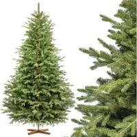 FairyTrees Weihnachtsbaum künstlich 220 cm ALPENTANNE Premium mit Christbaum Holzständer | Tannenbaum künstlich mit Naturgetreue Spritzguss Elemente | EU |