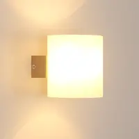 Mckalen Holz Wandleuchte Innen, E27 Wandlampe Holz mit Glas Lampenschirm, Modern