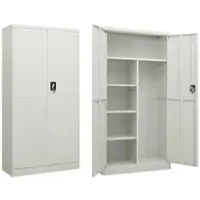 Décoshop26 - Büroschrank mit 2 Türen und 4 Einlegeböden 90 x 40 x 180 cm grauer Stahl DEC024488 DEC024488