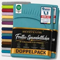 EXKLUSIV HEIMTEXTIL Doppelpack Marke Frottee Spannbettlaken Türkis 120 x 200 cm