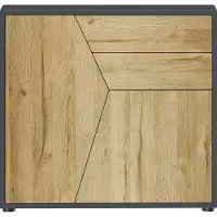 Vladon Sideboard Benny, Germany, Kommode mit 2 Türen und 2 Schubladen, Schwarz matt/Eiche Natur (79 x 74 x 36 cm)