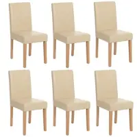 Mendler 6er-Set Esszimmerstuhl Stuhl Küchenstuhl Littau Leder, creme, helle Beine