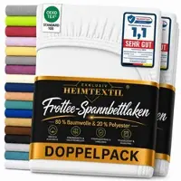 EXKLUSIV HEIMTEXTIL Doppelpack Marke Frottee Spannbettlaken Weiß 200 x 220 cm