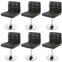 Mendler 6er-Set Esszimmerstuhl Drehstuhl Stuhl Kavala Kunstleder Chrom grau