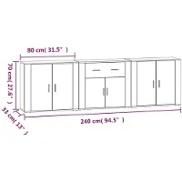 vidaXL Sideboards 3 Stk. Räuchereiche Holzwerkstoff