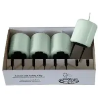 Kopschitz Kerzen 4er Set Adventskerzen mit Safety Clip und Kerzenstecker (Haltekrallen) Seemoos Seafoam 8 x ? 5 cm