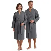 NYVI Bademantel NYVISpa Waffelpique Baumwolle Unisex für Damen & Herren M Anthrazit