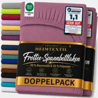 EXKLUSIV HEIMTEXTIL Doppelpack Marke Frottee Spannbettlaken Lila 180 x 200 cm