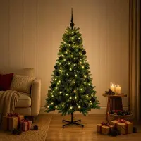 Syfax Künstlicher Weihnachtsbaum mit Weihnachtskugel 150 cm 150 LEDs