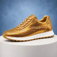 Lureaux Disco Gold Runners - MADE-TO-ORDER - - Schöne bunte Schuhe - Einzigartiger Druck - Herren