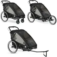 Deryan Fahrradanhänger V2 – Kinderfahrradanhänger für 2 Kinder – Kinderwagen – Schwarz