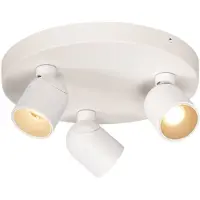 Atmooz Nox 3 Deckenstrahler – Ø 25 x H 2,5 cm – Weiß – Metall – Integrierte LED – Dimmbar über Wandschalter – Drei schwenkbare Strahler