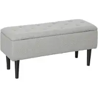 HOMCOM Sitzbank mit Stauraum Klappdeckel Samtoptik Grau 95 x 38 x 45 cm