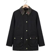 Barbour Damen Jacken Icons Tartan Collar Modern Beadnell Wax Jacket - Zwart - Größe XL