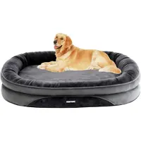 OCreon Hundebett für große Hunde – 106 x 79 cm – 10 cm dick – mit erhöhtem Rand – waschbar, mit abnehmbarem Bezug
