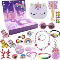 OCreon Adventskalender für Mädchen, Prinzessenthema, Weihnachten, Adventskalender für Kinder, Mädchen, 24-tägiger Adventskalender mit Haaraccessoires, darunter eine Halskette