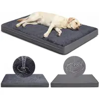 OCreon Hundebett XXL – mit orthopädischem Schaum – wasserdicht – rutschfest – 119 x 73 cm – abnehmbarer Bezug