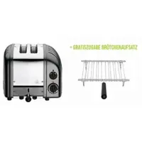 Dualit Classic Toaster Premium 2-Schlitz inkl. Gratis Brötchenaufsatz Metallic-Anthrazi...