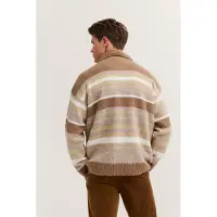Bugatti Cardigan "Regular Fit" gestreift mit Knopfleiste & Kragen