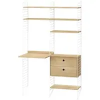 String Kompakter Schreibtisch mit Standregal und Ablagen Weiß Eiche