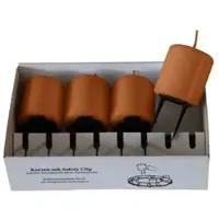 Kopschitz Kerzen 4er Set Adventskerzen mit Safety Clip und Kerzenstecker (Haltekrallen) Haselnuss Braun 8 x ? 5 cm
