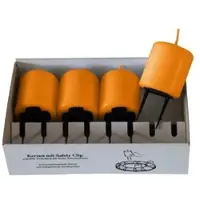 Kopschitz Kerzen 4er Set Adventskerzen mit Safety Clip und Kerzenstecker (Haltekrallen) Mango Orange 6 x ? 5 cm