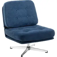 HOMCOM Sessel Drehbarer Loungesessel mit Chenille-Optik Schneidersitz Dunkelblau