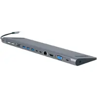 Gembird A-CM-COMBO9-01, USB 3.2 Gen 1 (3.1 Gen 1) Type-C, 60 W, 10,100,1000 Mbit/s, Grau, MicroSD (TransFlash), SD, 3.5mm, HDMI, RJ-45, USB 2.0, USB 3.2 Gen 1 (3.1 Gen 1) Type-A, USB Typ-C, VGA