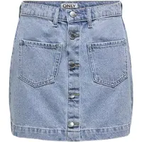 ONLY Jeansrock "ONLAMAZING HW SKIRT TAI DNM NOOS", Damen, Gr. XS (34), blau (light blau denim), Denim/Jeans, Obermaterial: 100% Baumwolle, unifarben, kurz, Röcke Jeansrock