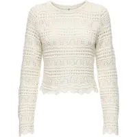 ONLY Strickpullover "ONLELKE LIFE LS PULLOVER KNT NOOS" Lochstickerei, verkürzte Form