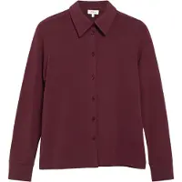s.Oliver Langarmbluse , Damen, Gr. 44, burgundy, Blusen Langarmbluse, mit Hemdblusenkragen und Knopfleiste / Stretch