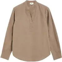 s.Oliver Langarmbluse , Damen, Gr. 46, taupe, Web, Obermaterial: 68% Baumwolle, 32% Viskose, unifarben, normal hüftbedeckend, V-Ausschnitt, 1-Knopf-Manschette, Blusen Langarmbluse, Tunika mit Splitneck