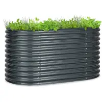Blumfeldt Hochbeet, Großes Kräuterbeet Einfacher Aufbau, Hochbeet Garten & Balkon, Freistehendes Gemüsebeet für Blumen, Obst & Gemüse, Hochbeet aus Metall, Gartenbeet 160 x 80 x 80 cm, Hochbeet Grau