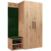 Mirjan 24 Garderoben-Set Medi IV, Schuhschrank, Kleiderhakenbrett, 4x Paneel 42x42, 2 Kleiderhaken (Farbe: Artisan Eiche, Polo 889)