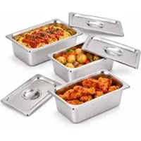 Relaxdays Gastro Behälter GN 1/4 Edelstahl 3er Set Silber