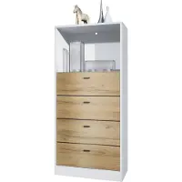 Vladon Kommode Pino V3, Germany, Anrichte mit 4 Schubladen & 1 offenem Fach, Weiß matt/Eiche Natur ohne LED (56 x 125 x 36 cm)