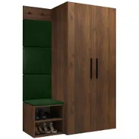 Mirjan 24 Garderoben-Set Medi IV, Schuhschrank, Kleiderhakenbrett, 4x Paneel 42x42, 2 Kleiderhaken (Farbe: Nuss Warmia, Polo 889)