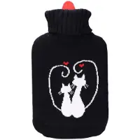 EDM With In Love Cats Rechargeable Hot Water Bag 2l Schwarz