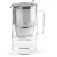 AQUAPHOR Glas-Filterkrug 2,5 L mit Maxfor+ Mg Einsatz, Grau, Flip-Top Glass