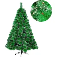 XMTECH Künstlicher Weihnachtsbaum 180 cm mit Schnee & Metallständer, Weihnachten Weihnachtsdeko Tannenbaum Christbaum PVC Grün