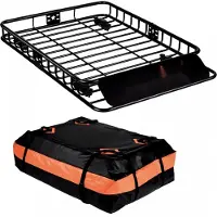 StarTech.com Dachgepäckträger-Korb - Universaler Dachkorb 1305x915x127 mm - Wanne mit Tasche - 90 kg Kapazität - Relingträger - Schwarz - Camping, Reisen uvm.