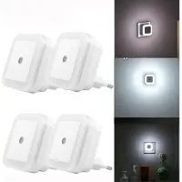 SASSEY 4x LED Nachtlicht Steckdose Kinder Dämmerungssensor Steckdosenlampe Nachtlampe Treppen Lampe (Kaltweiß)