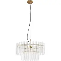 LUCANDE Hängeleuchte Leanna, klar/messing, Ø 54 cm, Glas