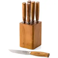 B+K BK x Peter Goossens Steakmesser-Set, 6-teilig, Deutscher Edelstahl, mit Messerblock, Ergonomische Griffe – Messerblock & 6-teiliges Messerset