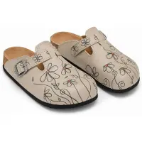 Goby Clogs Schuhe für Damen – Handgefertigte Hausschuhe Pantoletten mit Gänseblümchen-Print – Bequem & Langlebig – EVA-Sohle