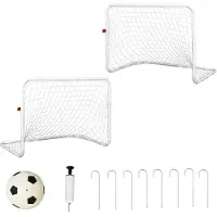 Homu & Co. Universelles Fußballtor-Set für Kinder und Erwachsene (inkl. Netz und Fußball) – Outdoor-Sportspielzeug – mit Luftpumpe – 78 x 46 x 56 cm – Weiß