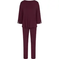 Triumph Schlafanzug "Amourette PK LSL", Damen, Gr. 38, braun (claret), Single Jersey, Obermaterial: 94% Modal, 6% Elasthan, Homewear-Sets Schlafanzug, seidig - weich mit Stretch