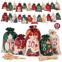 BundiGlassware DazSpirit Adventskalender zum Befüllen, DIY Säckchen, 24 Groß Stoffbeutel