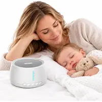 Slyrun Einschlafhilfe, White-Noise-Gerät mit Nachtlicht und 30 Sounds, Schlafsoundmaschine, 30/60/90 Min. Timer, 1200 mAh, 5 W