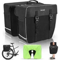Unyqoos Doppel-Fahrradtasche 30 L – wasserdichte Gepäckträgertasche aus 900D Ripstop-Nylon, reißfest, mit Regenüberzug & Reflektoren